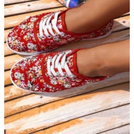 υφασματινα φλοραλ sneakers - red