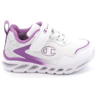 παιδικό αθλητικό παπούτσι για κορίτσι champion wave 2 g td low cut shoe με φωτάκια χρώματος λευκό s3