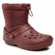 μπότες χιονιού crocs classic lined neo puff boot 206630 garnet