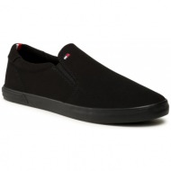 πάνινα παπούτσια tommy hilfiger - iconic slip on sneaker fm0fm00597 triple black 0gk