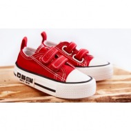 children`s cloth sneakers with velcro big star kk374082 red