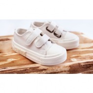 children`s leather sneakers with velcro big star kk374091 white