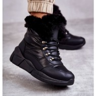 women`s lace-up snow boots black anna