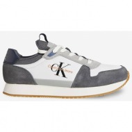 white and grey mens sneakers with suede details calvin klein jeans - men