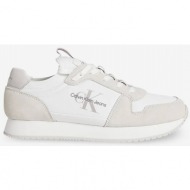 cream-white mens sneakers with suede details calvin klein jeans - men