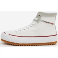 white mens ankle sneakers with suede details diesel - men
