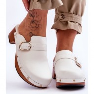 women`s leather slippers clogs white fanett