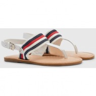 tommy hilfiger blue and white women`s patterned sandals with leather details tommy hilfige - women