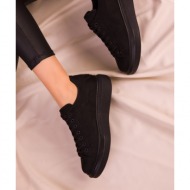 soho women`s black suede sneakers 15732
