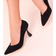 soho black suede-black women`s classic heeled shoes 16549