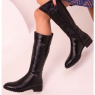 soho black matte patent leather women`s boots 17620