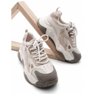 marjin women`s high sole sneaker lace-up sports shoes virez beige