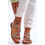 women`s lace-up sandals with hayen silver decoration