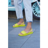 madamra women`s yellow pile puffy sandals