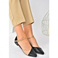 fox shoes black/nude women`s flats with chain detail