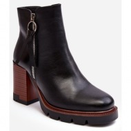 women`s leather ankle boots black brittney
