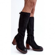 women`s black insulated high-heeled boots alzeta