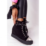 women`s warm wedge shoes with jets suede black lu boo