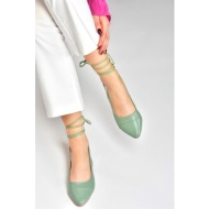 fox shoes green women`s tied ankle flats shoes