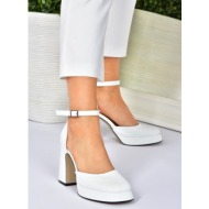 fox shoes women`s white thick platform heeled shoes
