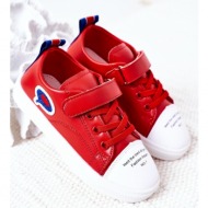 children`s sneakers with velcro red cartoon