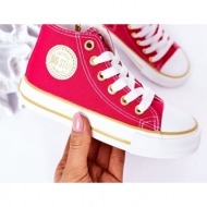 children`s high sneakers with a zipper big star hh374137 pink