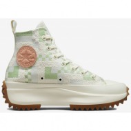 green-white women`s ankle sneakers on the converse platform - women