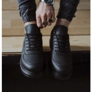 ανδρικά μαύρα sneakers δερματίνη ανάγλυφο σχέδιο 0422020bt