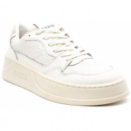 ανδρικά δερμάτινα avellino sneakers λευκά guess fm5ciafab12-white