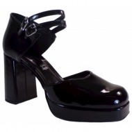 smart cronos γυναικεία παπούτσια γόβες πέδιλα 7536-3879 μαύρο λουσρίνι