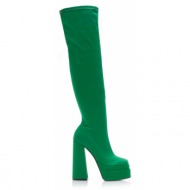 μπότες πράσινες υφασμάτινες δίπατες κάλτσα με φερμουάρ πρασινο