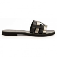 luigi design - flat σανδάλια με δίχρωμα λουριά - μαύρο