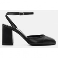 luigi design - γόβες open heels με χιαστι λουράκια - μαύρο-ματ