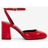 luigi design - γόβες open heels με χιαστι λουράκια - κόκκινο-λουστρίνι