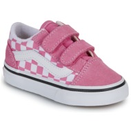  xαμηλά sneakers vans old skool v color theory checkerboard pink fizz