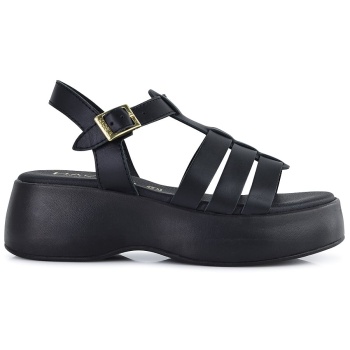 μαύρη δερμάτινη πλατφόρμα 331-4333 σε προσφορά