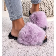 παντόφλες viviana levander black fur slippers