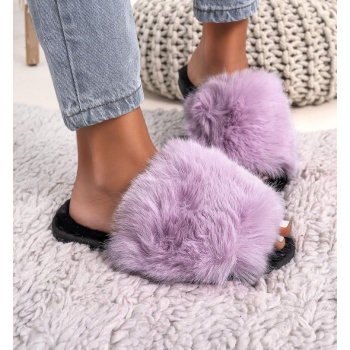 viviana levander black fur slippers σε προσφορά