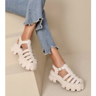 πέδιλα μπεζ φλατ πεδιλα - marona