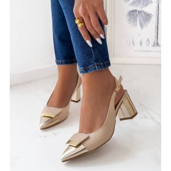 μπεζ με χρυσο γοβες - nada