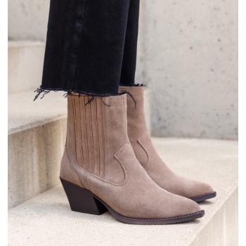 μπεζ δερματινα μποτακια - eddie