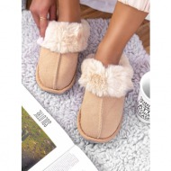 παντόφλες μπεζ γουνινες παντοφλεσ-lily beige slippers