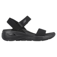 γυναικεία πέδιλα skechers 140264/bbk go walk arch fit sandal-polished black μαύρο