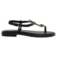  γυναικεία σανδάλια myconian greek sandals 2282 μαύρο δέρμα