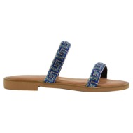  γυναικεία σανδάλια myconian greek sandals 2161 μπλε δέρμα