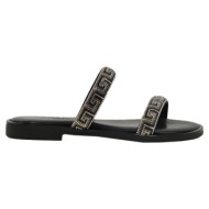 γυναικεία σανδάλια myconian greek sandals 2161 μαύρο δέρμα