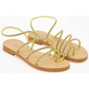 σανδάλια με λουράκια strass - κίτρινο