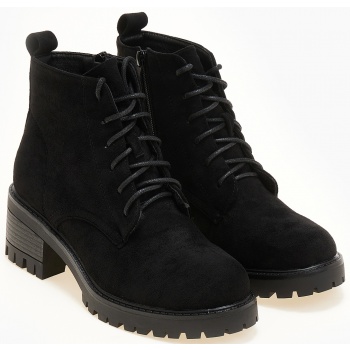 ankle boots με suede υφή, κορδόνια και