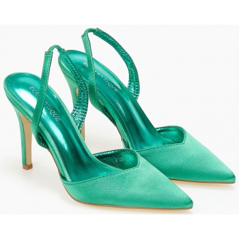 σατέν εξώφτερνες γόβες με λεπτό τακούνι