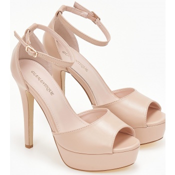 πέδιλα στιλέτο με μπαρέτα - μπεζ